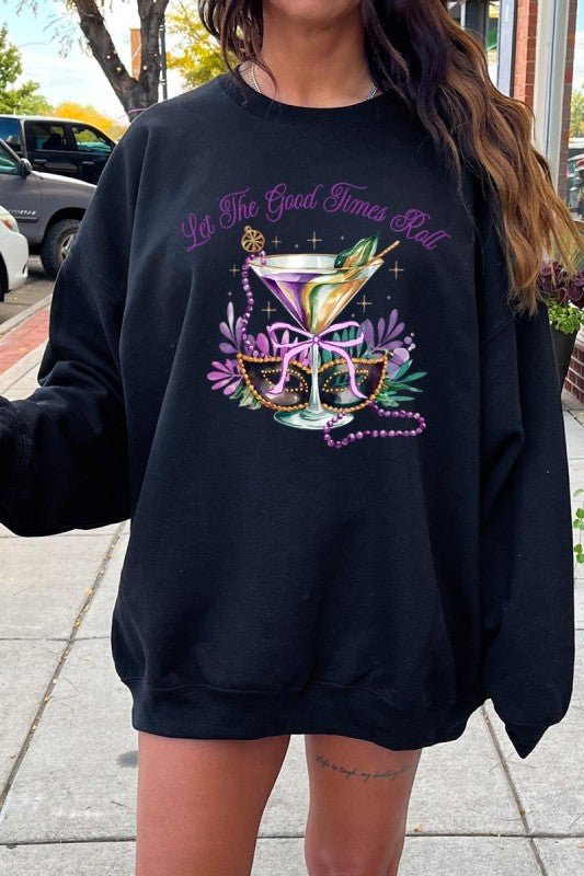 Festive Mardi Gras Graphic Sweatshirt - Blu Lotus Boutique