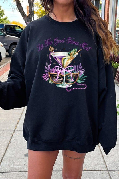 Festive Mardi Gras Graphic Sweatshirt - Blu Lotus Boutique