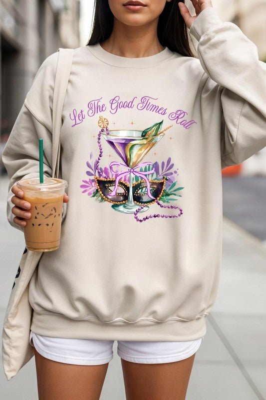 Festive Mardi Gras Graphic Sweatshirt - Blu Lotus Boutique