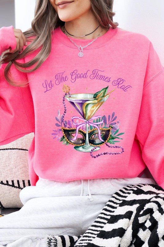 Festive Mardi Gras Graphic Sweatshirt - Blu Lotus Boutique