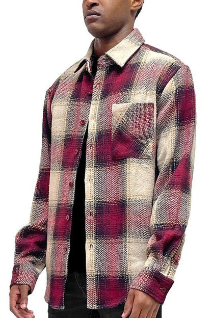 Flannel Shirt Jacket Checkered Plaid Shacket - Blu Lotus Boutique