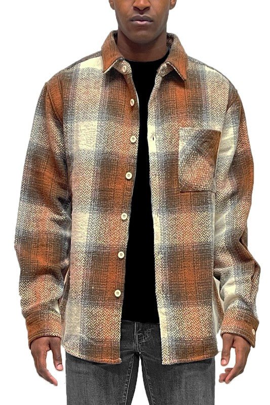 Flannel Shirt Jacket Checkered Plaid Shacket - Blu Lotus Boutique