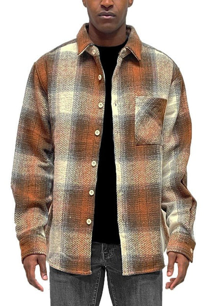 Flannel Shirt Jacket Checkered Plaid Shacket - Blu Lotus Boutique