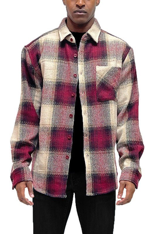 Flannel Shirt Jacket Checkered Plaid Shacket - Blu Lotus Boutique