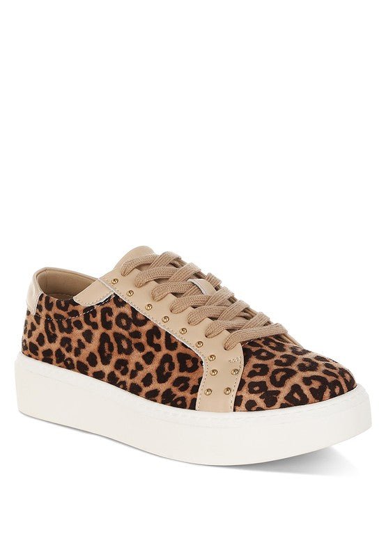 Flippin Studded Leopard Print Chunky Sneakers - Blu Lotus Boutique
