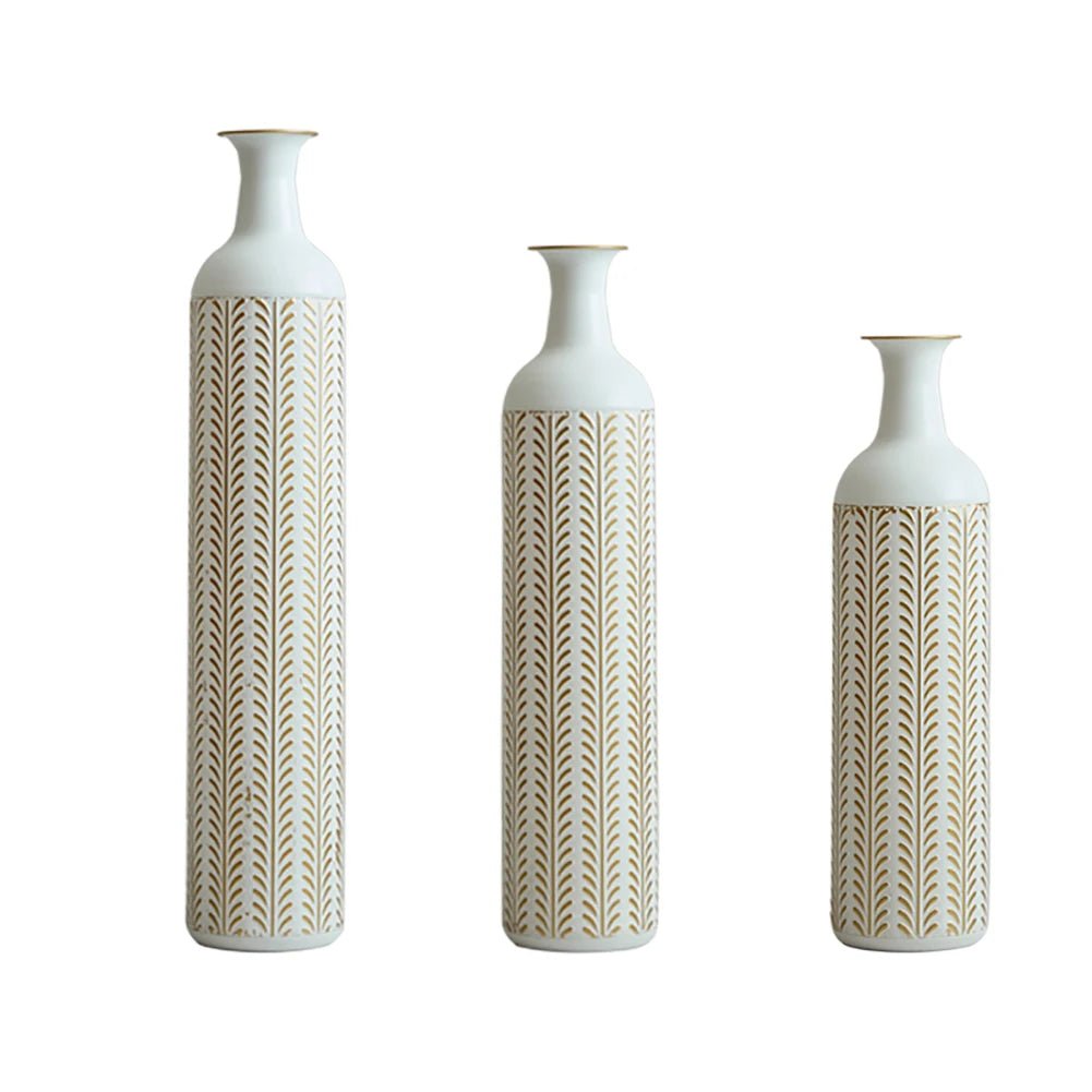 Floor Metal Vase 3 - piece Set, Modern Home Metal Decoration Drop - shaped Vase, Big Standing Vase For Living Room Corner Hallway - Blu Lotus Boutique