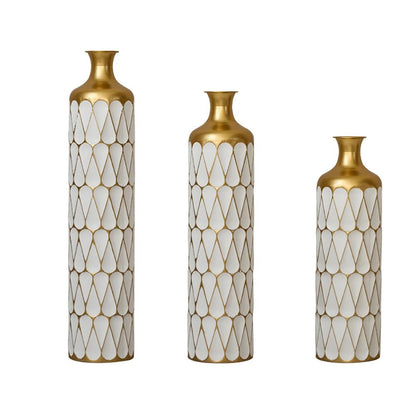 Floor Metal Vase 3 - piece Set, Modern Home Metal Decoration Drop - shaped Vase, Big Standing Vase For Living Room Corner Hallway - Blu Lotus Boutique