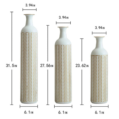 Floor Metal Vase 3 - piece Set, Modern Home Metal Decoration Drop - shaped Vase, Big Standing Vase For Living Room Corner Hallway - Blu Lotus Boutique