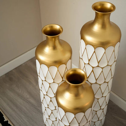 Floor Metal Vase 3 - piece Set, Modern Home Metal Decoration Drop - shaped Vase, Big Standing Vase For Living Room Corner Hallway - Blu Lotus Boutique