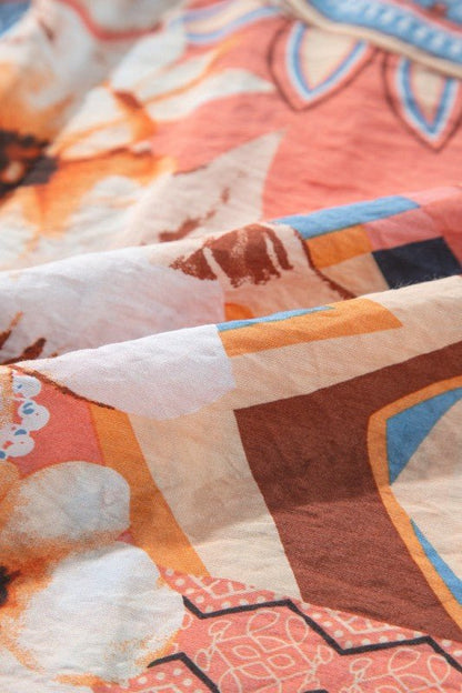 Floral Button - Up Shirred Cuff Shirt - Blu Lotus Boutique