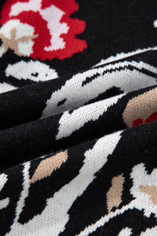 Floral Knit Button - Front V - Neck Cardigan - Blu Lotus Boutique