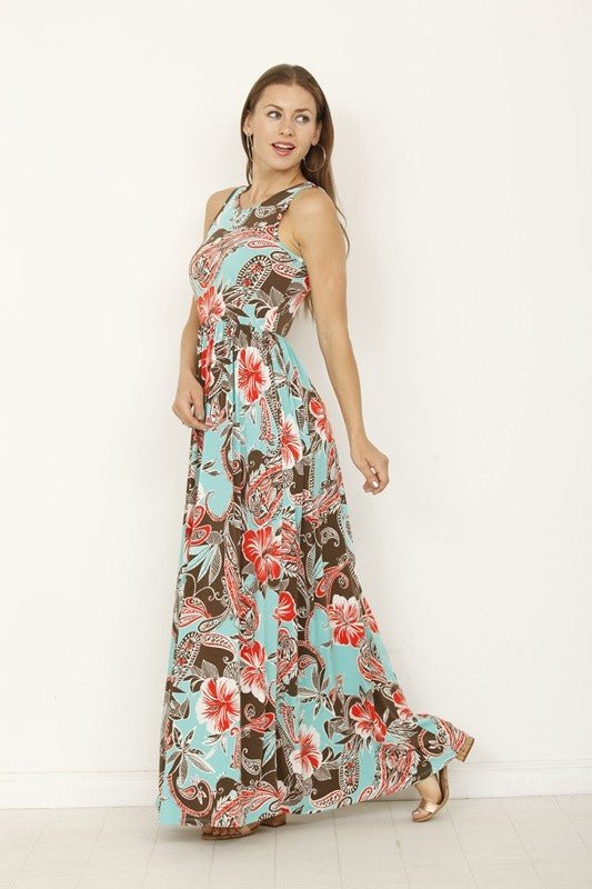 floral maxi dress with hidden pocket - Blu Lotus Boutique