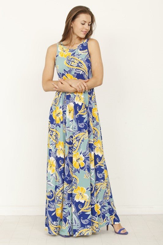 floral maxi dress with hidden pocket - Blu Lotus Boutique