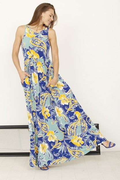floral maxi dress with hidden pocket - Blu Lotus Boutique