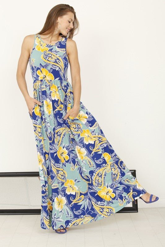 floral maxi dress with hidden pocket - Blu Lotus Boutique