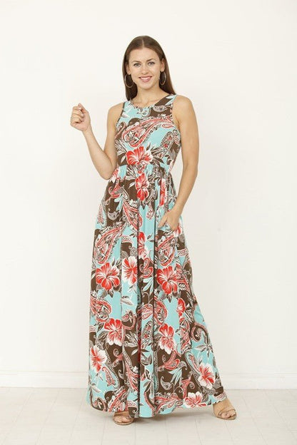 floral maxi dress with hidden pocket - Blu Lotus Boutique