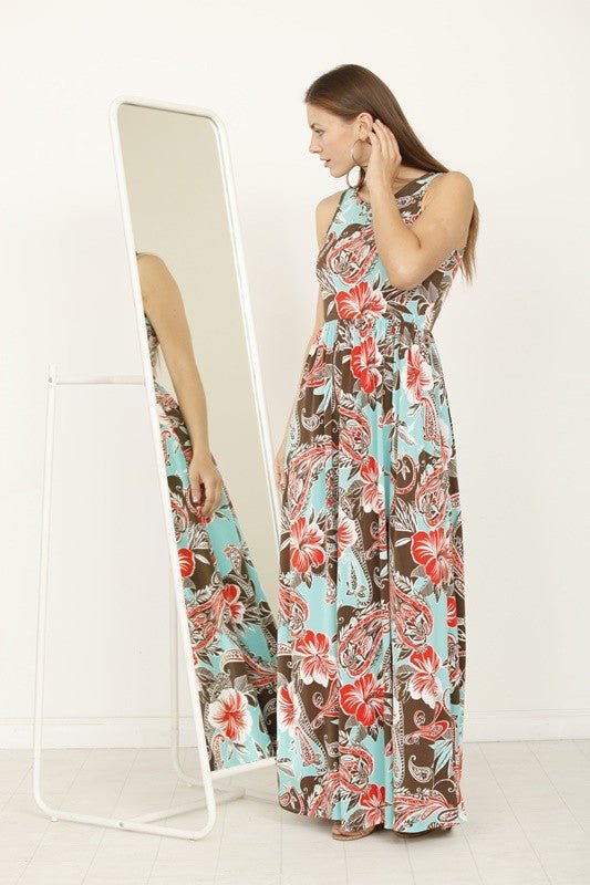 floral maxi dress with hidden pocket - Blu Lotus Boutique