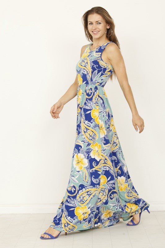 floral maxi dress with hidden pocket - Blu Lotus Boutique