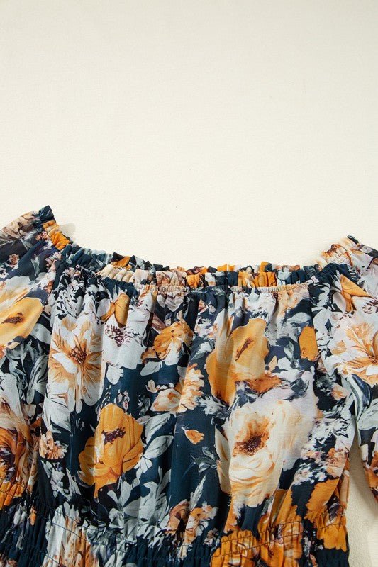 Floral Off Shoulder Bell Sleeve Peplum Top - Blu Lotus Boutique