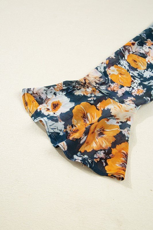 Floral Off Shoulder Bell Sleeve Peplum Top - Blu Lotus Boutique