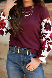 Floral Patchwork Long Sleeve Top - Blu Lotus Boutique