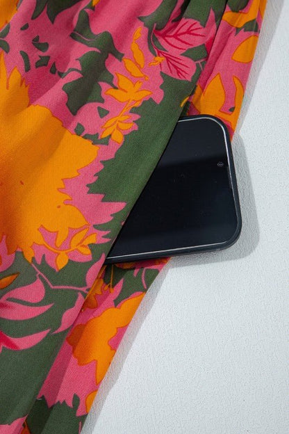 Floral Puff Sleeve Smocked Ruffle Maxi Dress - Blu Lotus Boutique