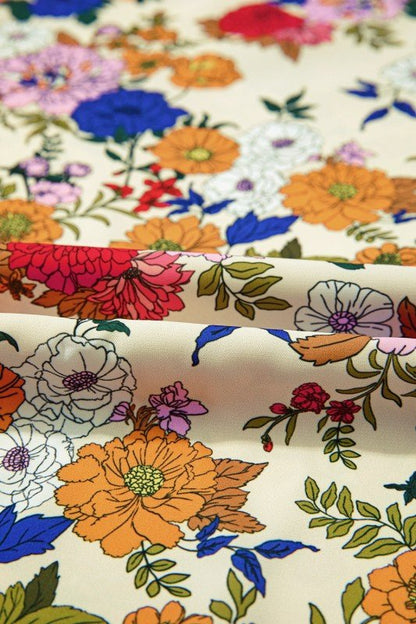 Floral Ruffle Shoulder Long Sleeve Blouse - Blu Lotus Boutique