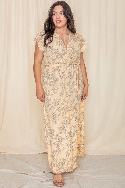 Floral Surplice Sash Sundress no lining - Blu Lotus Boutique