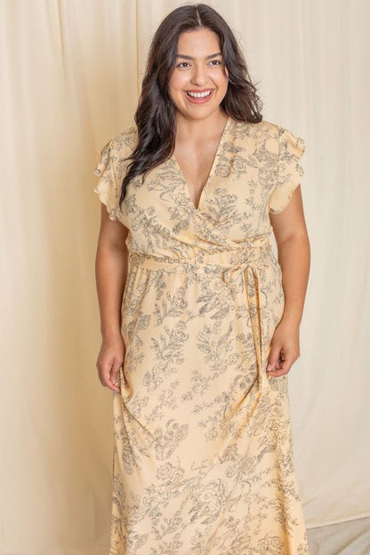 Floral Surplice Sash Sundress no lining - Blu Lotus Boutique