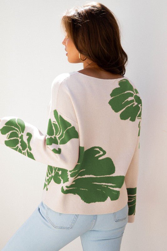 Floral Wide Sleeve Sweater - Blu Lotus Boutique