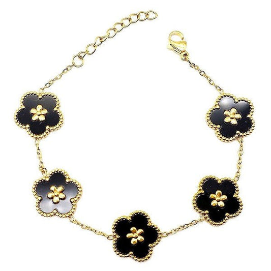 Flower Linked Stainless Steel Chain Bracelet - Blu Lotus Boutique