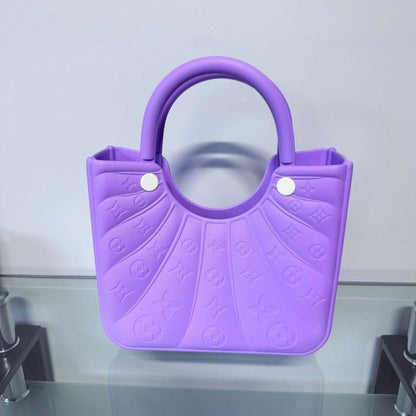 Flowers Design Jelly Tote Bag Lavender or Teal - Blu Lotus Boutique