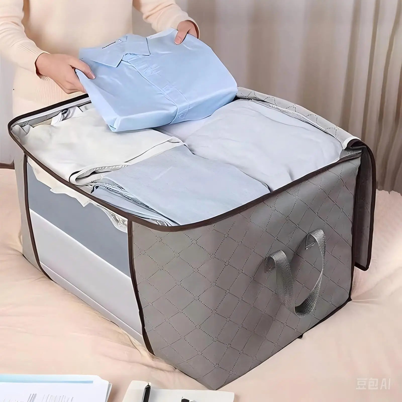 Foldable Storage Bags Large Capacity Moisture - proof Clothing Blanket Containers for Wardrobes Dorms Closet Bedroom - Blu Lotus Boutique