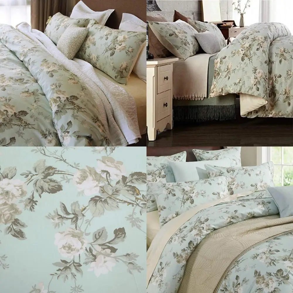 French Country Garden Floral Duvet Cover Set with Asian Tapestry Pattern - Blu Lotus Boutique