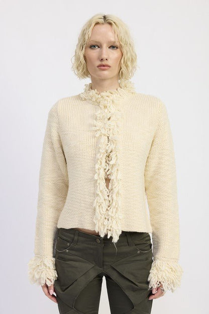 FRINGE KNIT CARDIGAN - Blu Lotus Boutique
