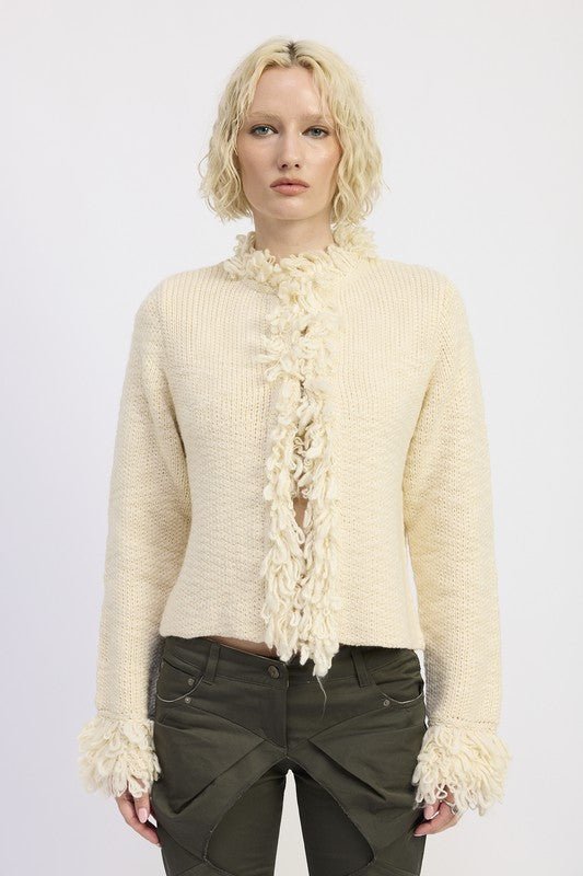 FRINGE KNIT CARDIGAN - Blu Lotus Boutique