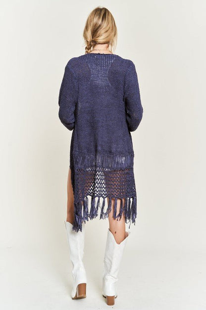 FRINGE KNIT CARDIGAN PLUS KRT1001 - Blu Lotus Boutique