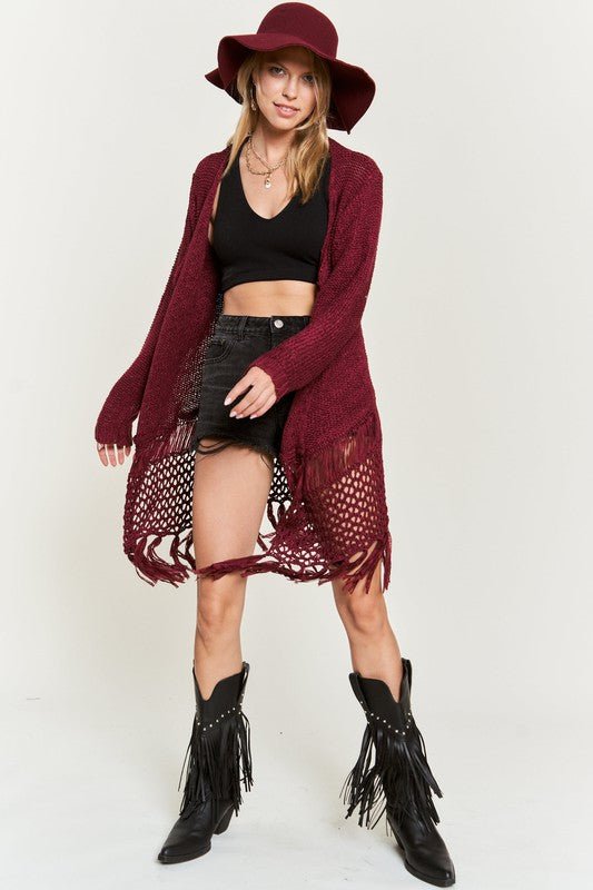 FRINGE KNIT CARDIGAN PLUS KRT1001 - Blu Lotus Boutique