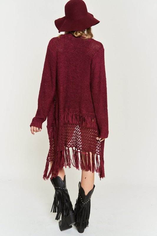 FRINGE KNIT CARDIGAN PLUS KRT1001 - Blu Lotus Boutique
