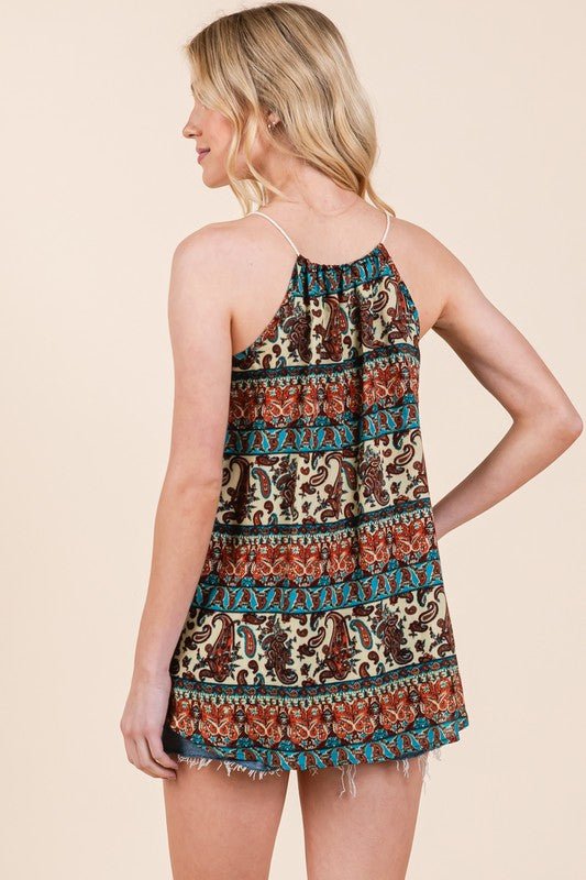 Front Tassel Tie Sleeveless Woven Top - Blu Lotus Boutique