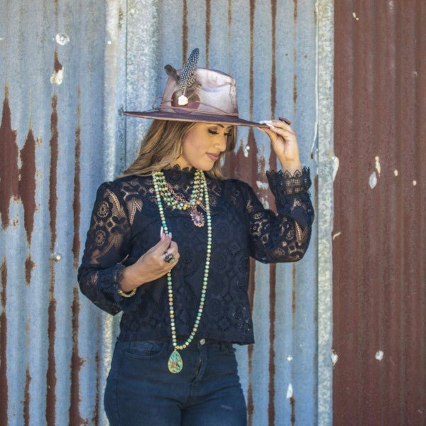 Frosted Amazonite Long Beaded w/ Agate Pendant - Blu Lotus Boutique