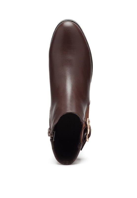 FROTHY BUCKLED ANKLE BOOT WITH CROC DETAIL - Blu Lotus Boutique