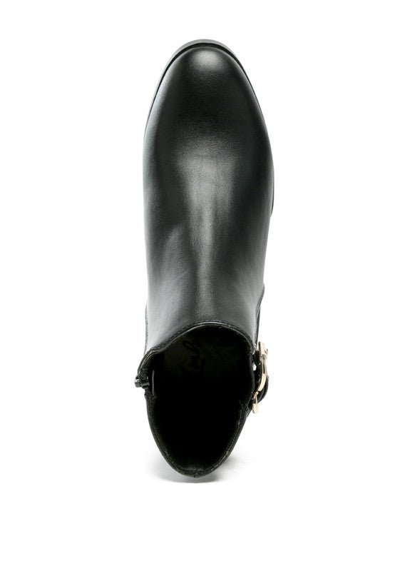 FROTHY BUCKLED ANKLE BOOT WITH CROC DETAIL - Blu Lotus Boutique