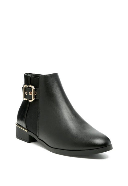 FROTHY BUCKLED ANKLE BOOT WITH CROC DETAIL - Blu Lotus Boutique