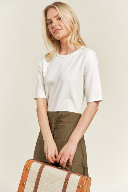 FULL SIZE KNIT MIX DRESS - Blu Lotus Boutique