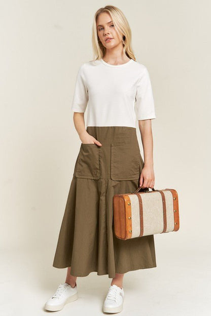 FULL SIZE KNIT MIX DRESS - Blu Lotus Boutique