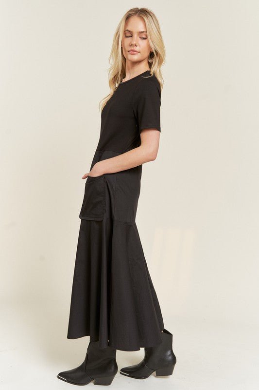 FULL SIZE KNIT MIX DRESS - Blu Lotus Boutique