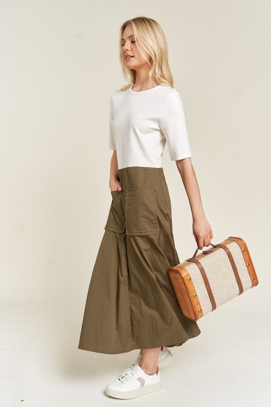 FULL SIZE KNIT MIX DRESS - Blu Lotus Boutique