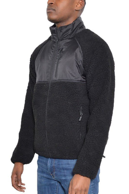 FULL ZIP SHERPA FLEECE JACKET - Blu Lotus Boutique