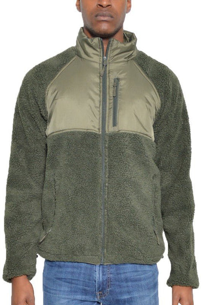 FULL ZIP SHERPA FLEECE JACKET - Blu Lotus Boutique